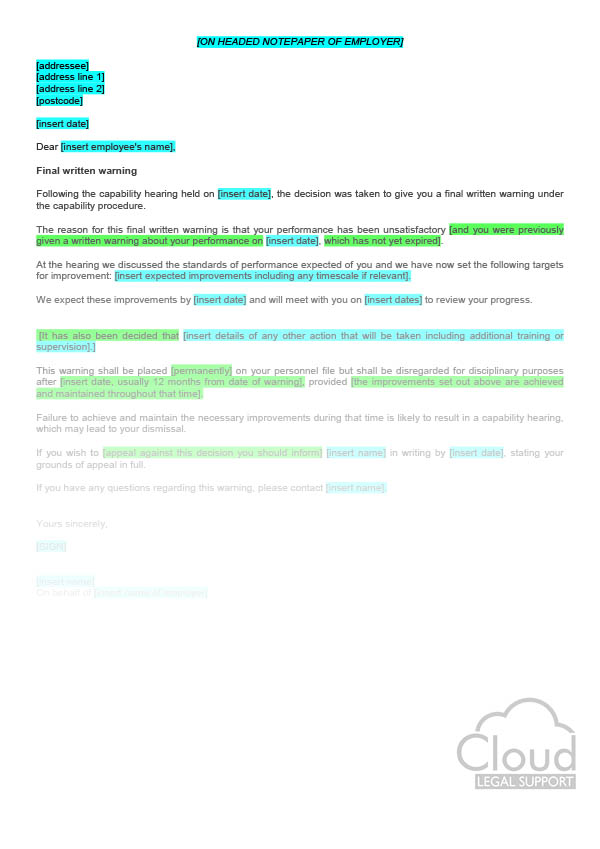 Employees Warning Letter Template from cloudlegalsupport.com